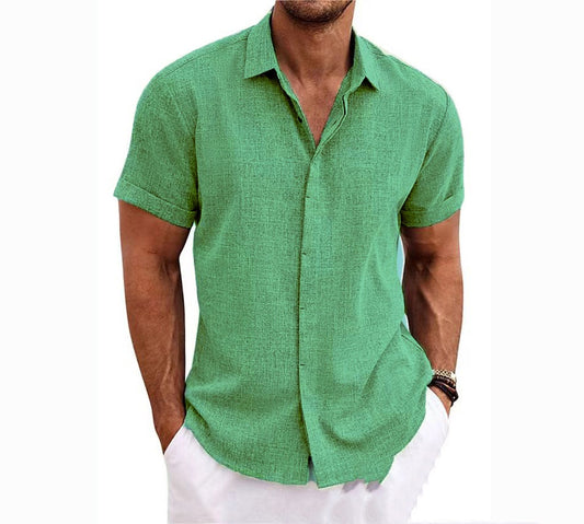 Men's linen short sleeve button-up shirt
