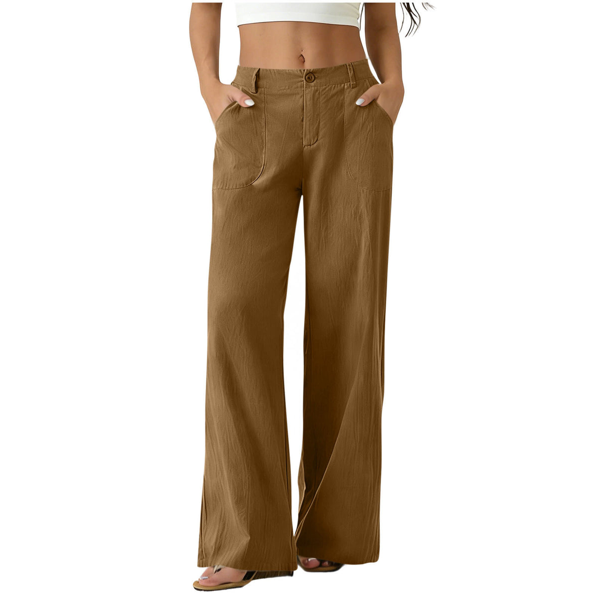 High-Waisted Straight-Leg Pants with Roomy Pockets / All-Day Comfort with a Clean, Refined Look