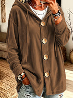 Loose Velvet Hooded Cardigan