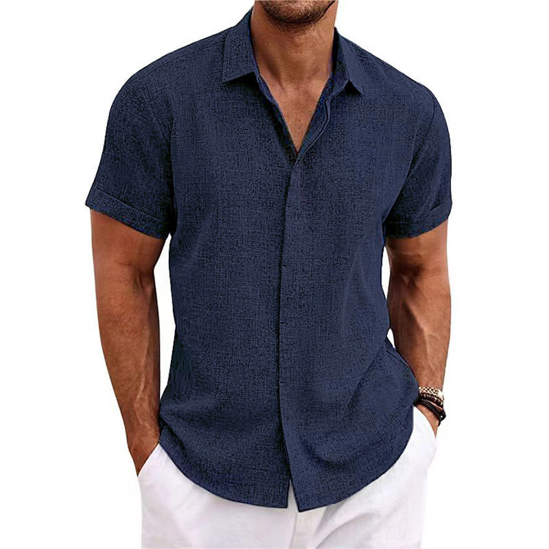 Men's Linen Short Sleeve Button-Up Shirt
