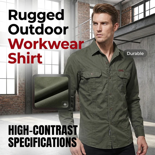 ⏰🔥LIMITED TIME 50% OFF! 👔 Men’s Long Sleeve Cotton Workwear Shirt – Durable, Comfortable & Perfect for Everyday Work ✨💪