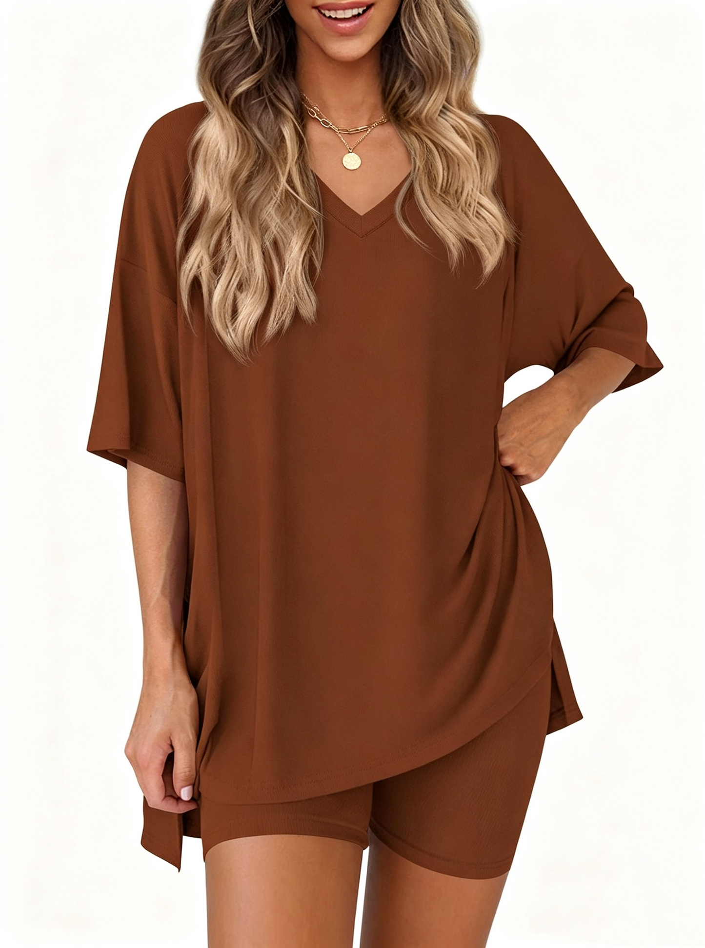Effortless Summer Lounge Set Oversized Tee + Biker Shorts