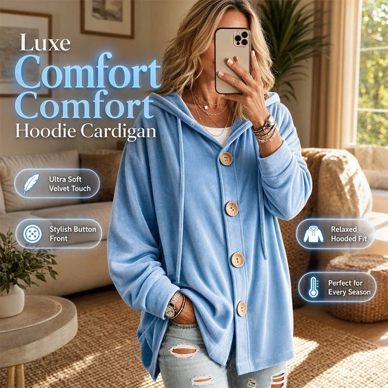 Loose Velvet Hooded Cardigan