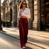 Elegant Velvet Wide-Leg Pants