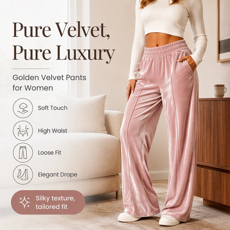 Elegant Velvet Wide-Leg Pants