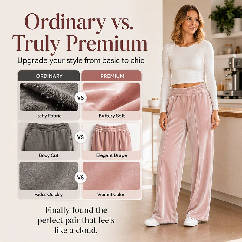 Elegant Velvet Wide-Leg Pants