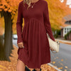 Long-Sleeved Knit Midi Dress