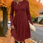 Long-Sleeved Knit Midi Dress