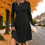 Long-Sleeved Knit Midi Dress