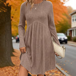 Long-Sleeved Knit Midi Dress