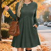 Long-Sleeved Knit Midi Dress