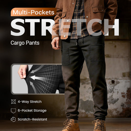 Men's high-stretch cargo pants - Black