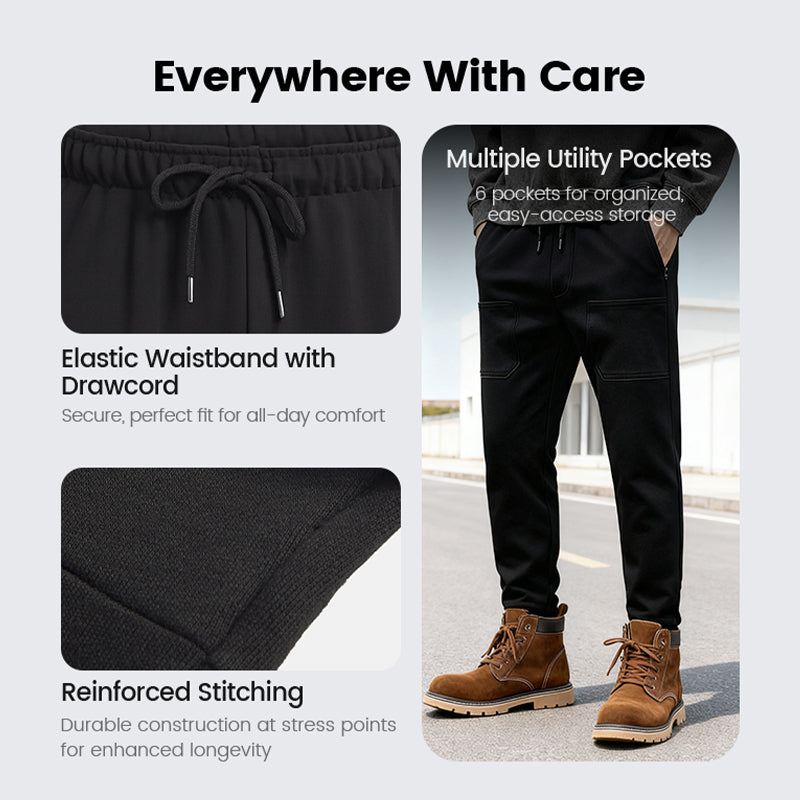 Men's high-stretch cargo pants - Black