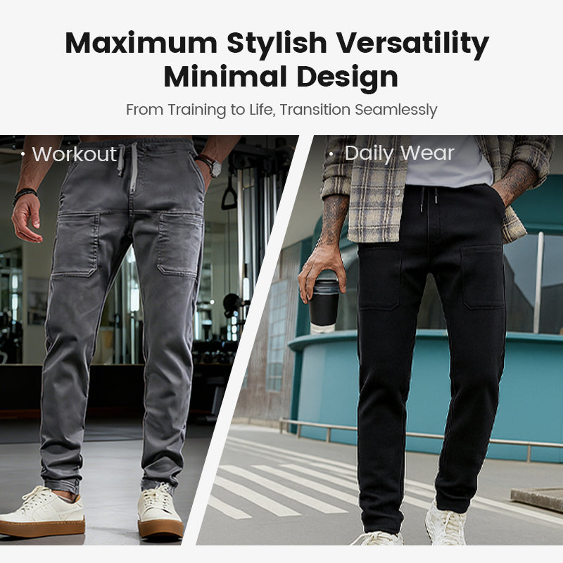 Men's high-stretch cargo pants - Black