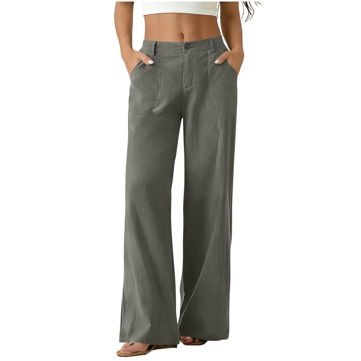 High-Waisted Straight-Leg Pants with Roomy Pockets / All-Day Comfort with a Clean, Refined Look