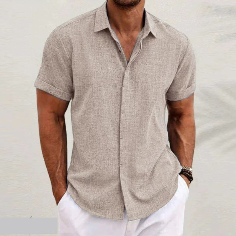Men's Linen Short Sleeve Button-Up Shirt