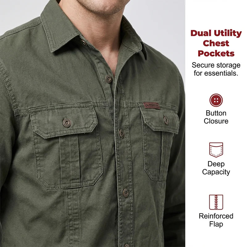 ⏰🔥LIMITED TIME 50% OFF! 👔 Men’s Long Sleeve Cotton Workwear Shirt – Durable, Comfortable & Perfect for Everyday Work ✨💪