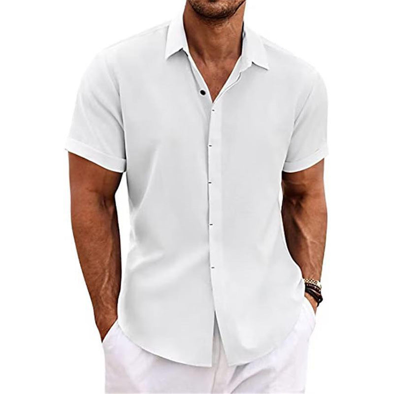 Men's Linen Short Sleeve Button-Up Shirt
