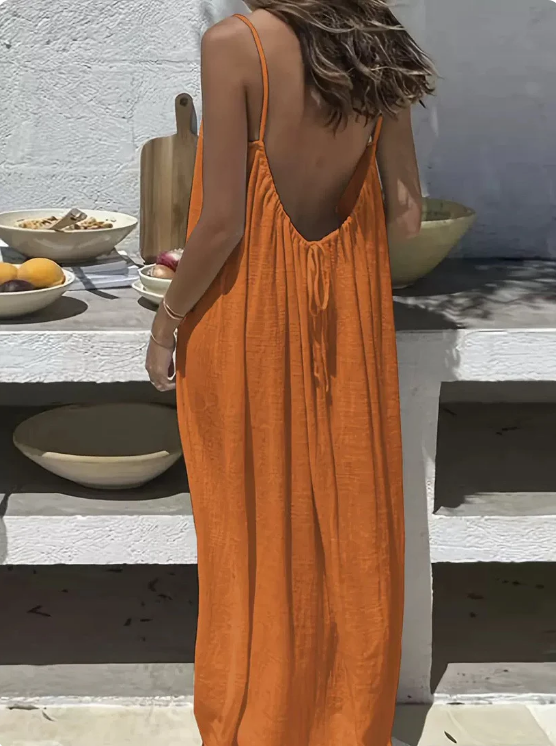 Summer Backless Maxi Slip Dress