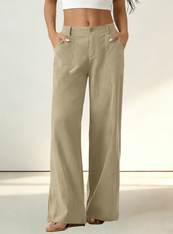 High-Waisted Straight-Leg Pants with Roomy Pockets / All-Day Comfort with a Clean, Refined Look