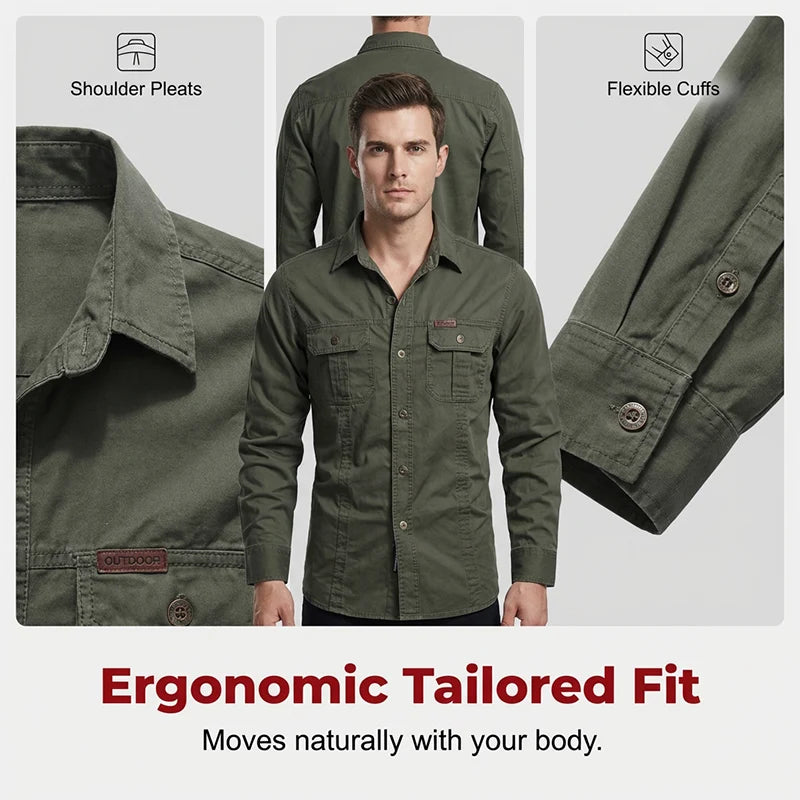 ⏰🔥LIMITED TIME 50% OFF! 👔 Men’s Long Sleeve Cotton Workwear Shirt – Durable, Comfortable & Perfect for Everyday Work ✨💪