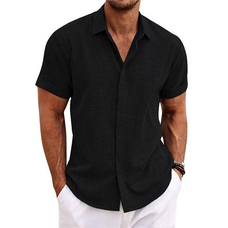 Men's Linen Short Sleeve Button-Up Shirt