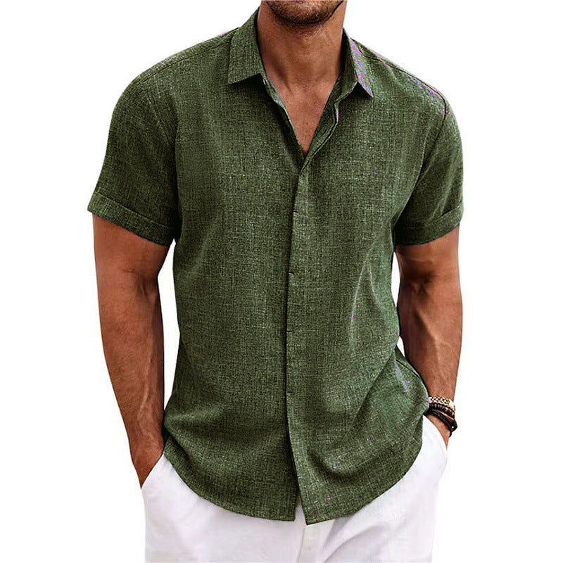 Men's Linen Short Sleeve Button-Up Shirt