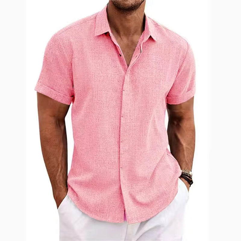 Men's Linen Short Sleeve Button-Up Shirt