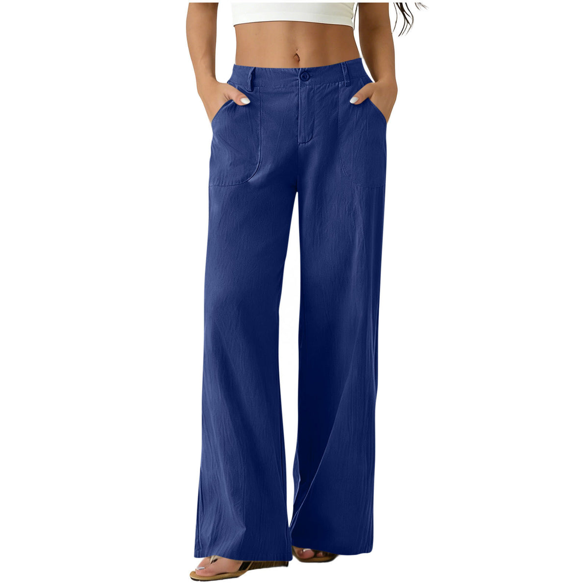 High-Waisted Straight-Leg Pants with Roomy Pockets / All-Day Comfort with a Clean, Refined Look