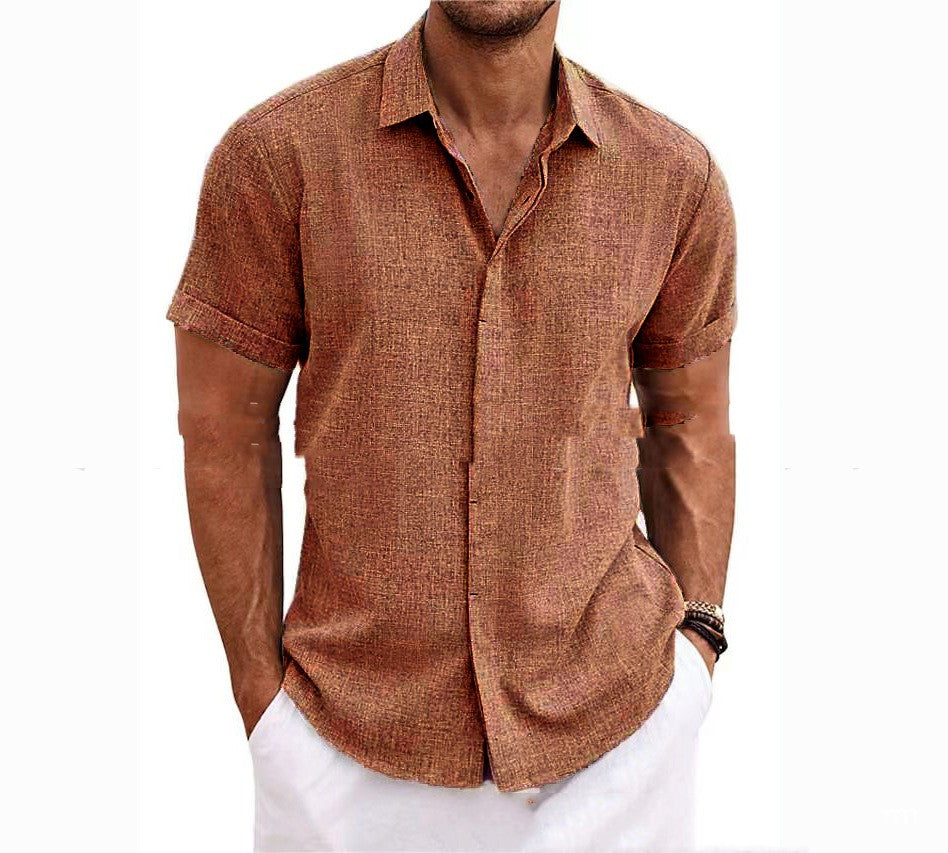 Men's linen short sleeve button-up shirt