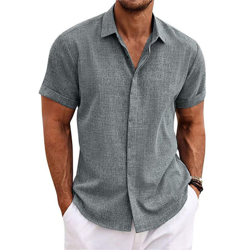 Men's Linen Short Sleeve Button-Up Shirt