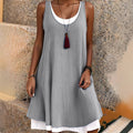 💃Women's Casual Loose Sleeveless Fake Two Piece Tank Dress