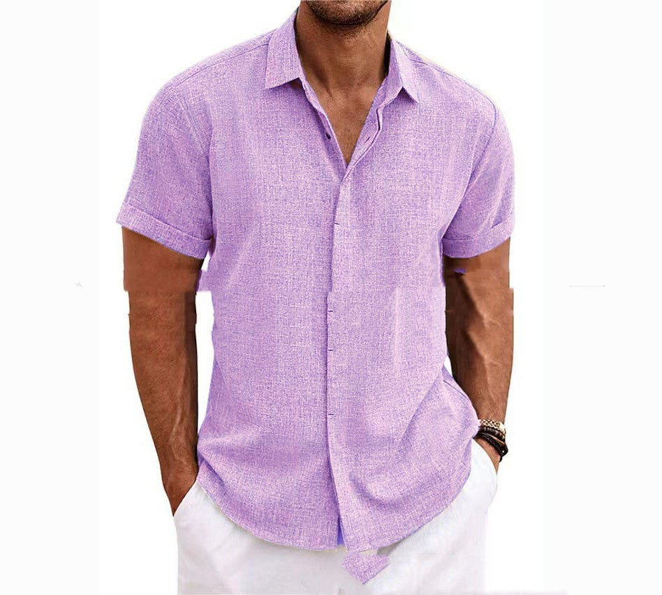 Men's linen short sleeve button-up shirt
