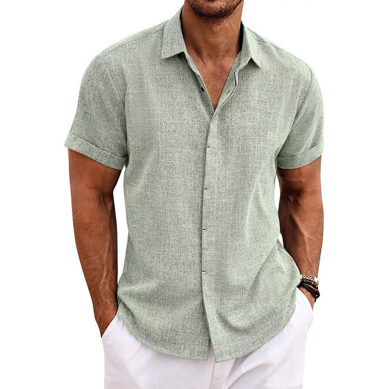 Men's Linen Short Sleeve Button-Up Shirt