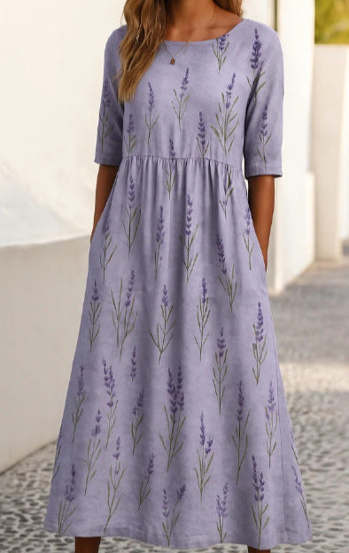 ✨Trending Now 👗 Women's Short Sleeve Printed Dress with Pockets