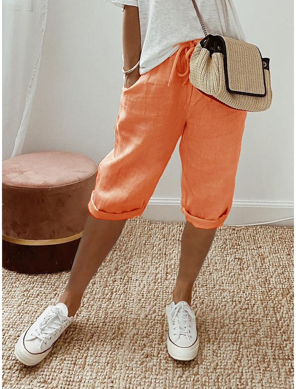 Women's Casual Cotton Linen Capris