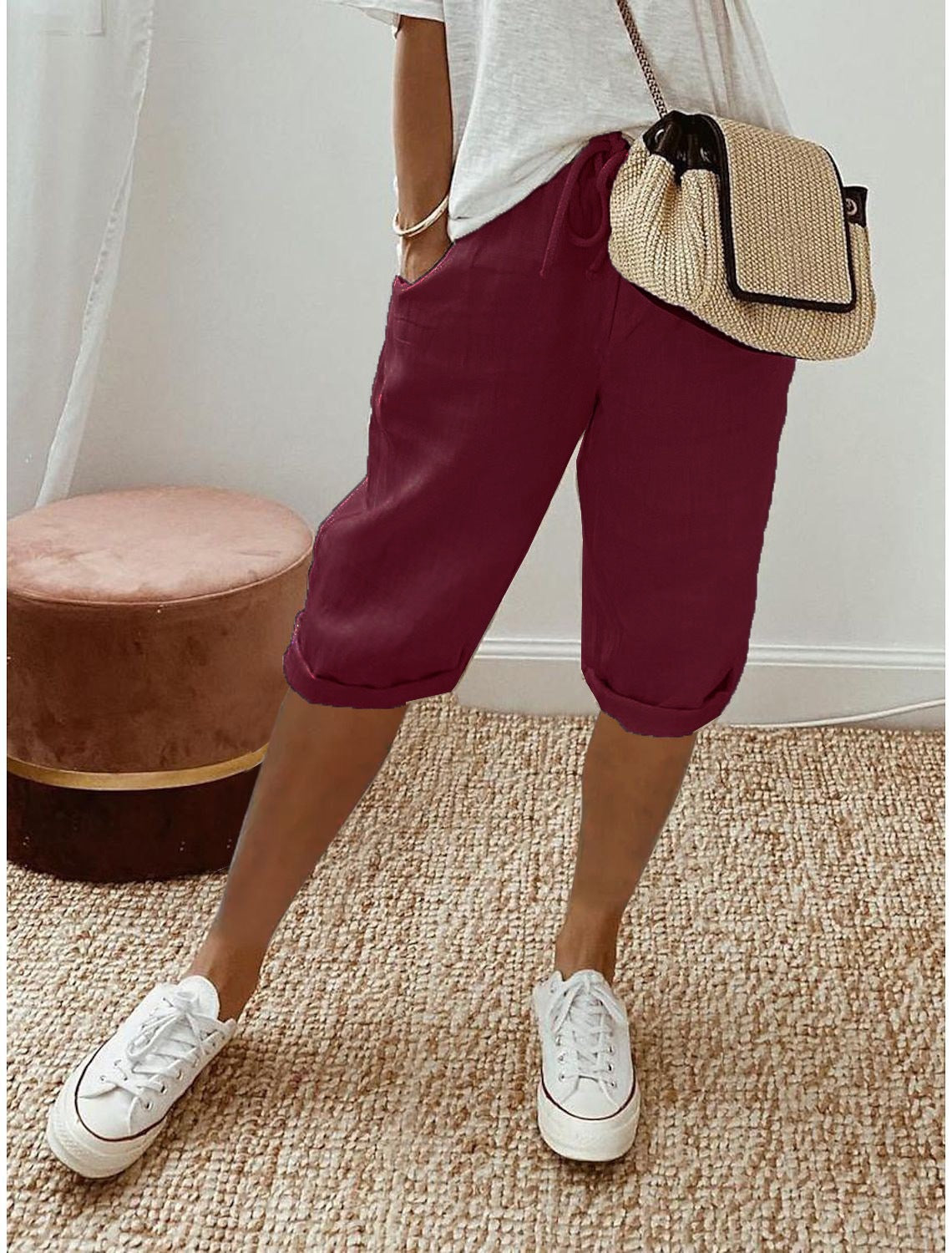 Women's Casual Cotton Linen Capris