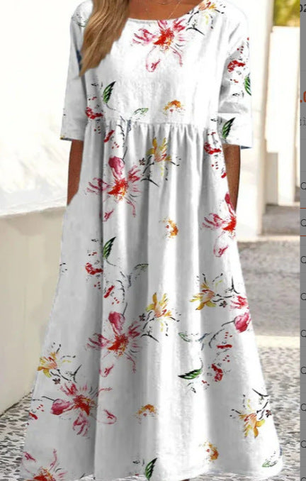 ✨Trending Now 👗 Women's Short Sleeve Printed Dress with Pockets