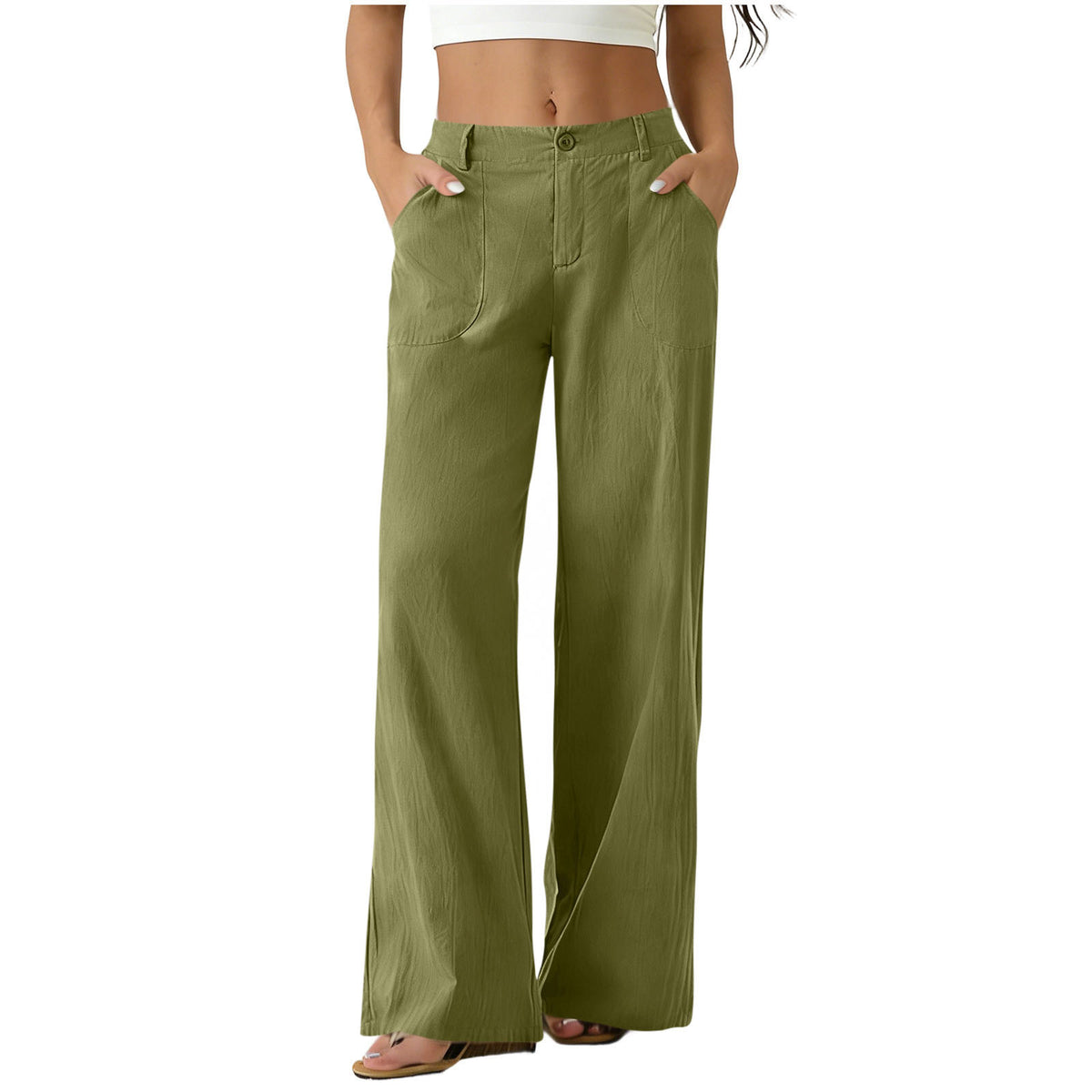 High-Waisted Straight-Leg Pants with Roomy Pockets / All-Day Comfort with a Clean, Refined Look