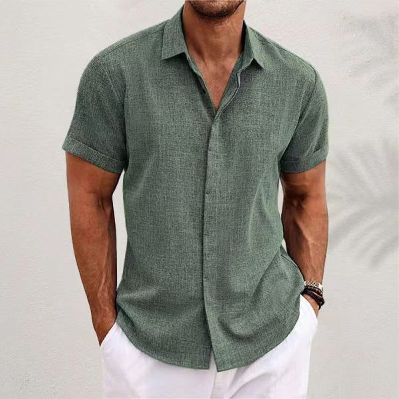 Men's Linen Short Sleeve Button-Up Shirt