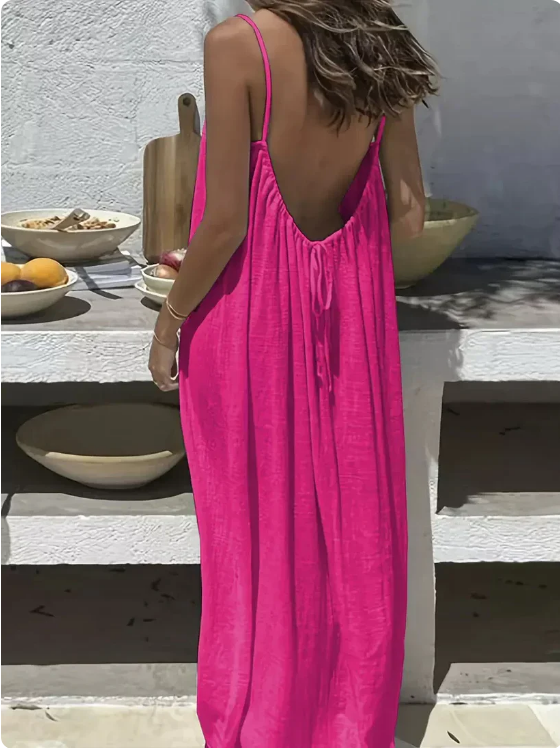 Summer Backless Maxi Slip Dress