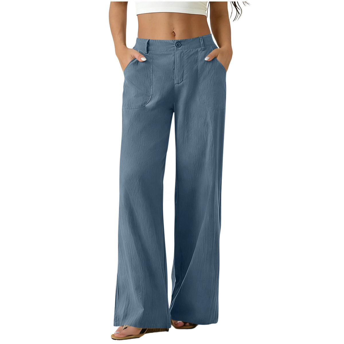 High-Waisted Straight-Leg Pants with Roomy Pockets / All-Day Comfort with a Clean, Refined Look
