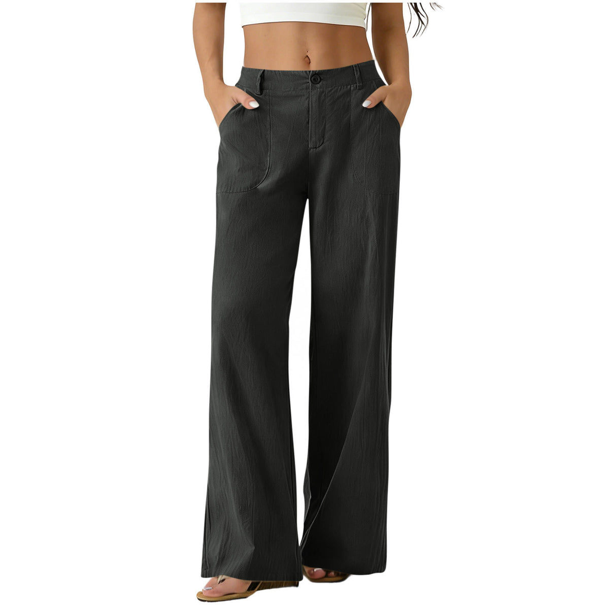 High-Waisted Straight-Leg Pants with Roomy Pockets / All-Day Comfort with a Clean, Refined Look