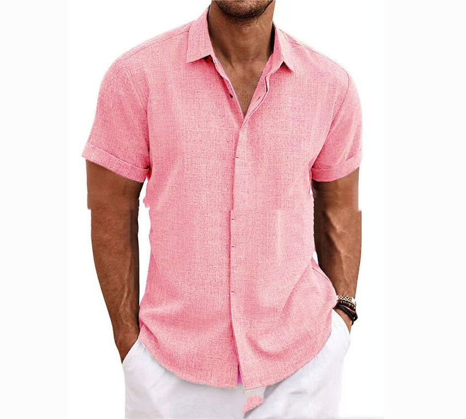 Men's linen short sleeve button-up shirt