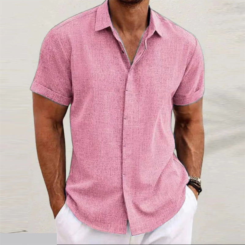 Men's Linen Short Sleeve Button-Up Shirt