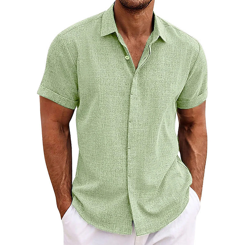 Men's Linen Short Sleeve Button-Up Shirt