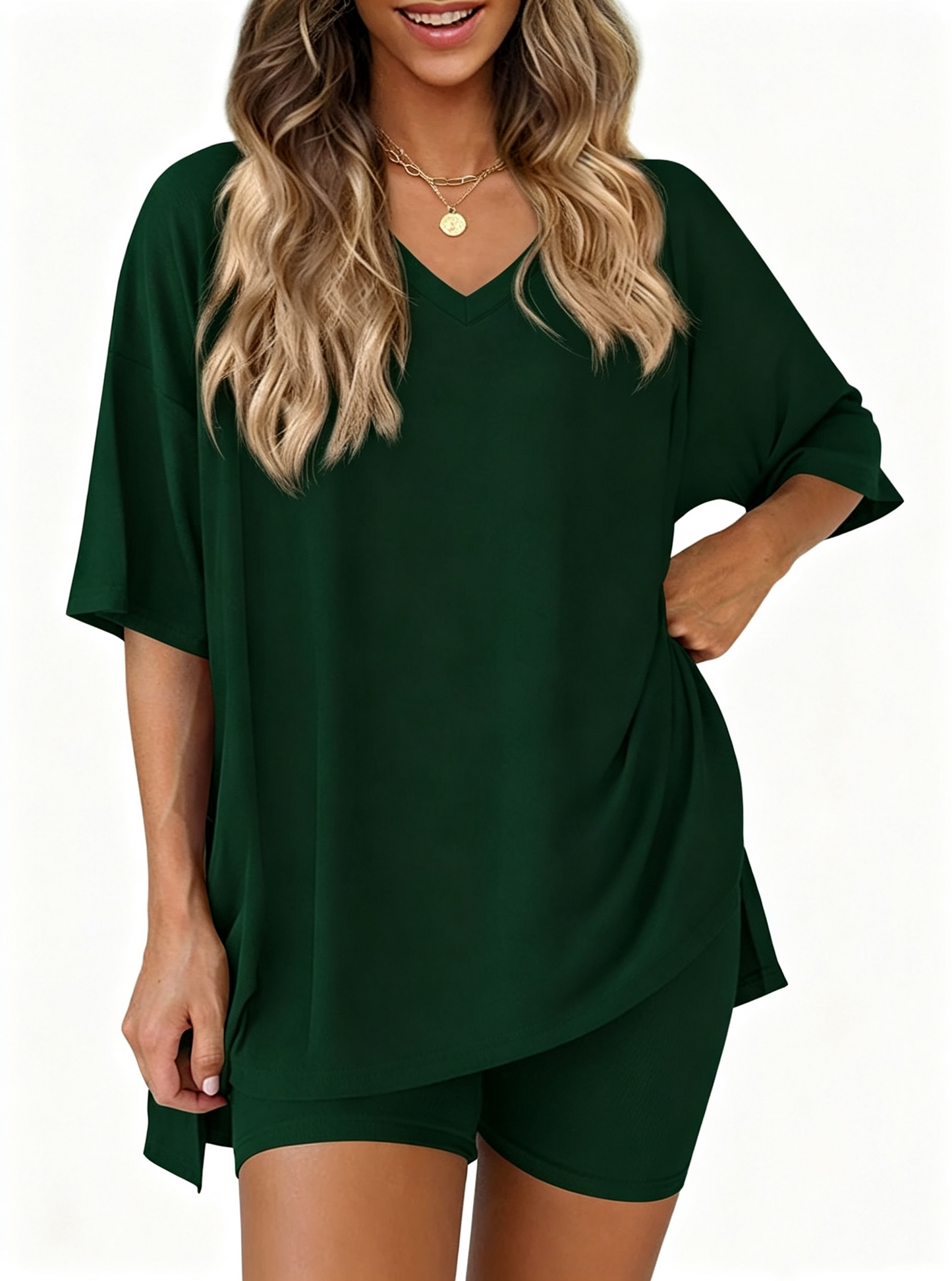 Effortless Summer Lounge Set Oversized Tee + Biker Shorts