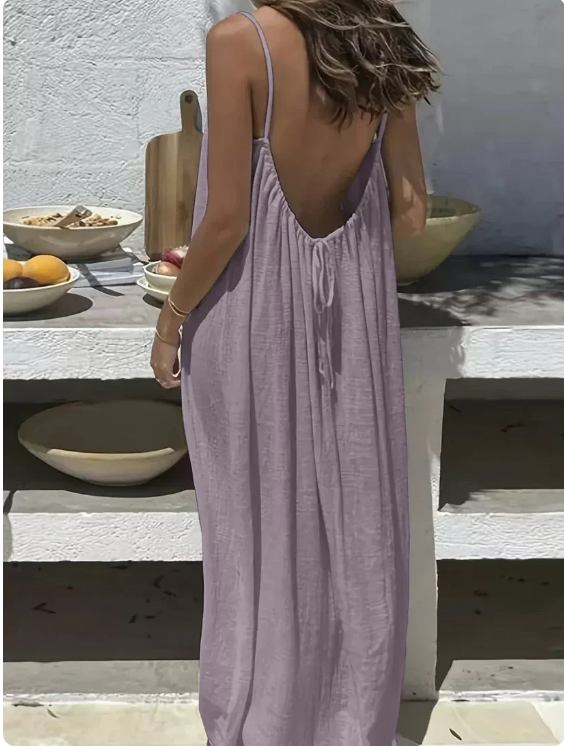 Summer Backless Maxi Slip Dress