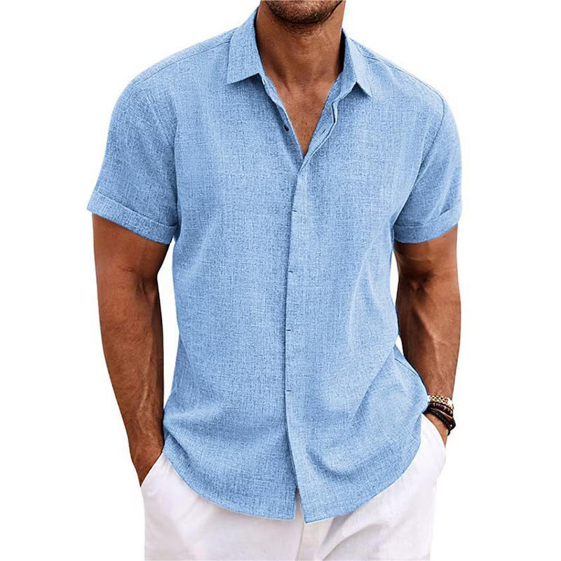 Men's Linen Short Sleeve Button-Up Shirt