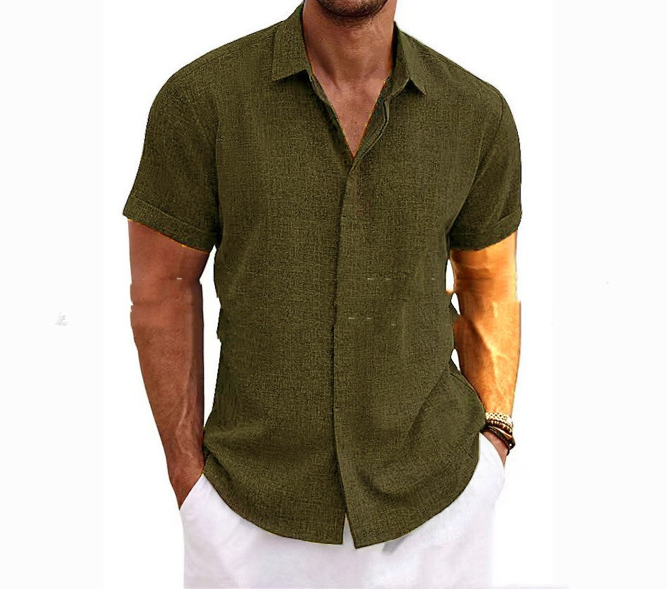 Men's linen short sleeve button-up shirt
